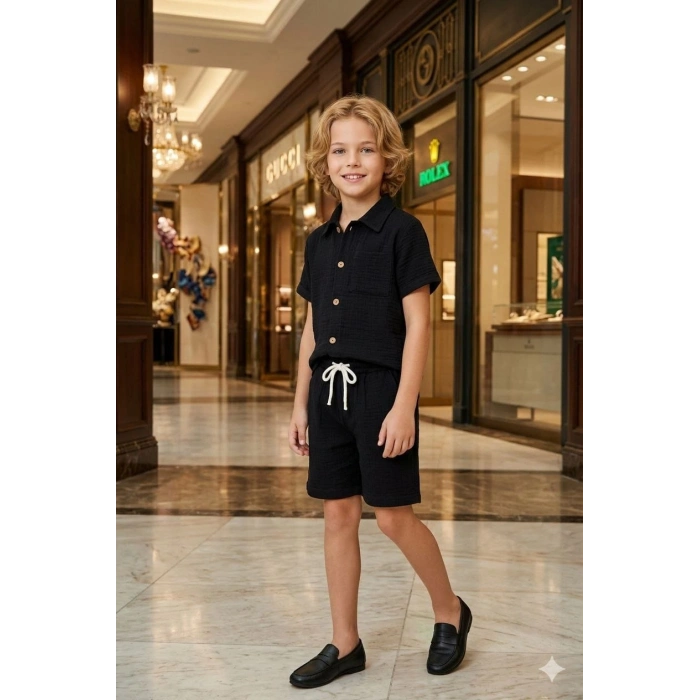 Erkek Çocuk Müslin Kumaş Gömlekli Takım