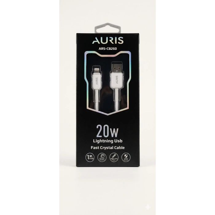 AURIS CB260 20W Type-C Kristal Hasır Kablo Beyaz
