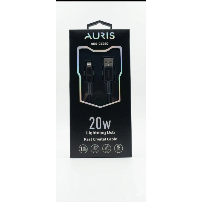 AURIS CB260 20W Type-C Kristal Hasır Kablo Siyah