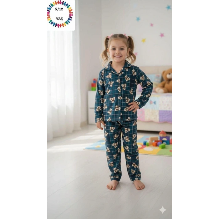 Çocuk Ayıcık Desenli Pijama Takımı