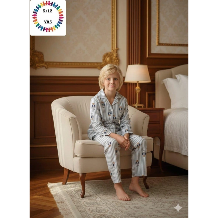 Çocuk  Çizgili Pijama Takımı