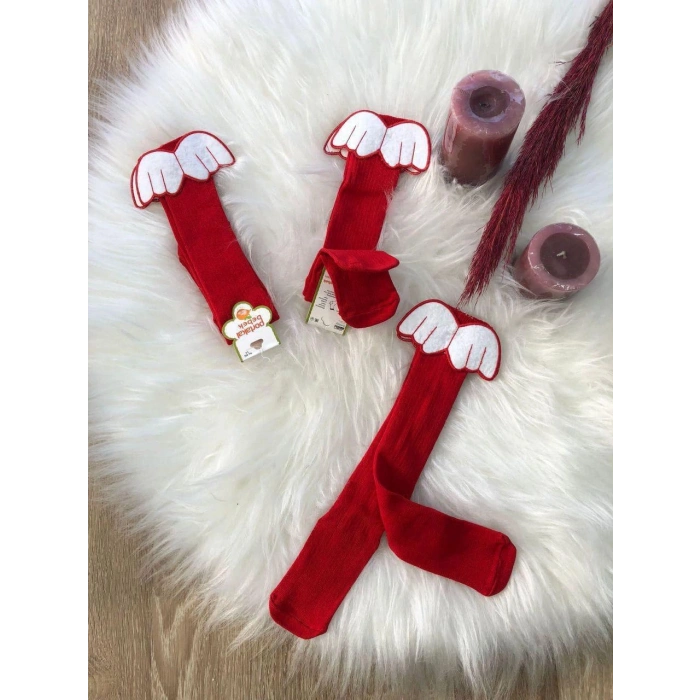 KIZ ÇOCUK MELEK KANATLI DİZALTI ÇORAP 3LÜ 1/5 YAŞ