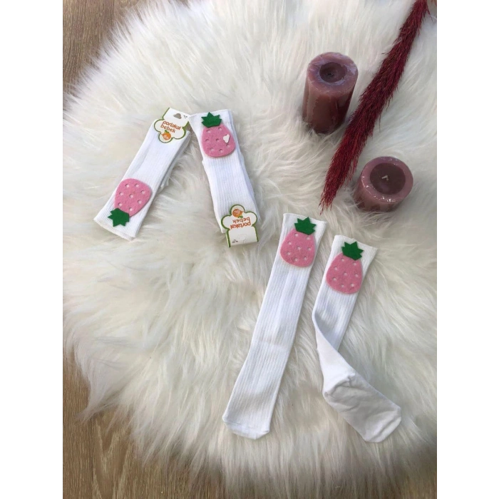 KIZ ÇOCUK MEYVELİ DİZALTI ÇORAP 3LÜ 1/5 YAŞ