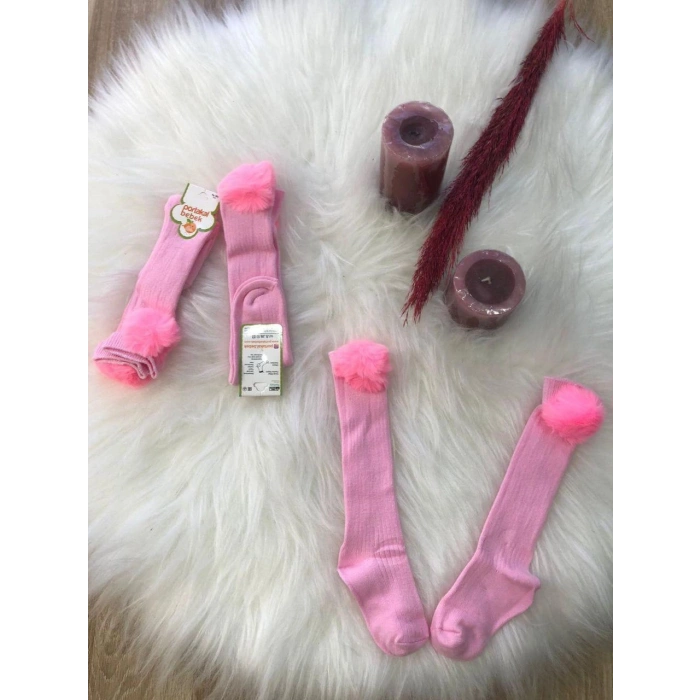 KIZ ÇOCUK PONPONLU DİZALTI ÇORAP 3LÜ 1/5 YAŞ