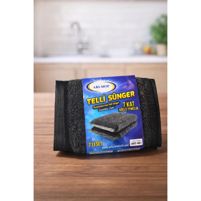 Paslanmaz İnox Telli Sünger 2Lİ Set