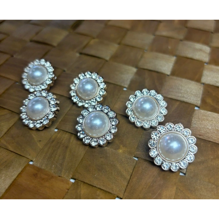 TAŞLI DÜĞME 34 BOY (20,5MM) GOLD - 5 ADET ÇİÇEKLİ (1204)