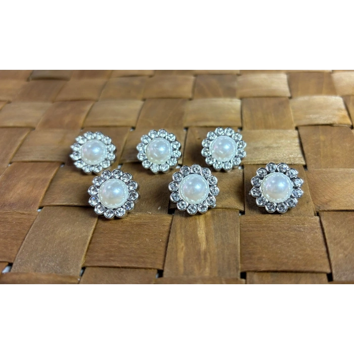 TAŞLI DÜĞME 24 BOY (15,2MM) GÜMÜŞ - 10 ADET (1202)