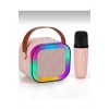 Kablosuz Mikrofonlu Portatif Taşınabilir Işıklı Mikrofonlu Parti Karaoke Hoparlör Makinesi Seti