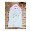 Kedi Nakışlı & Başlıklı Bebek Banyo Havlusu - Yumuşak & Su Emici Bebek Havlusu - %100 Pamuklu