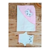 Kedi Nakışlı & Başlıklı Bebek Banyo Havlusu - Yumuşak & Su Emici Bebek Havlusu - %100 Pamuklu