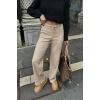İspanyol Paça Fitilli Bağcıklı Pantolon Bej