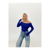 Kadın Düz Renk Madonna Yaka Bluz