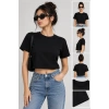 BİSİKLET YAKA KISA KOLLU CROP TİŞÖRT