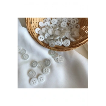18 Boy Beyaz Tombul Düğme - Gömlek Düğmesi ( 1000 Adet )