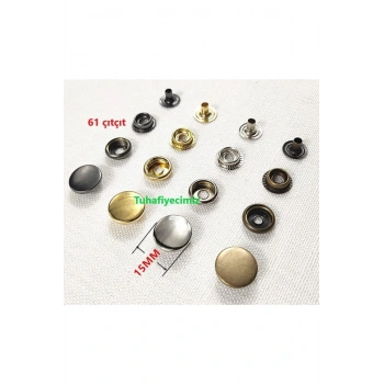 15mm Paslanmaz Çıtçıt (50 TAKIM) (KALIPSIZDIR - GÜMÜŞ RENK)