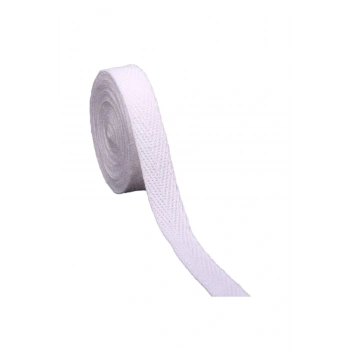 1cm Eninde Dar Dokuma Şerit Beyaz Balıksırtı 1cm 5metre