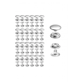 15mm (61 TİP) Paslanmaz Büyük Çıtçıt (KALIPSIZDIR) [nikel/gümüş Renk] 100 Adet