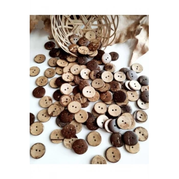 Ahşap Cocanat Düğme 15’li Paket 28 Boy 18 Mm