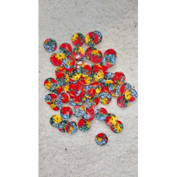 Desenli Düğme Renk. 17mm  28 Boy 2 Delikli Karışık Renkli Düğme 20 Adet