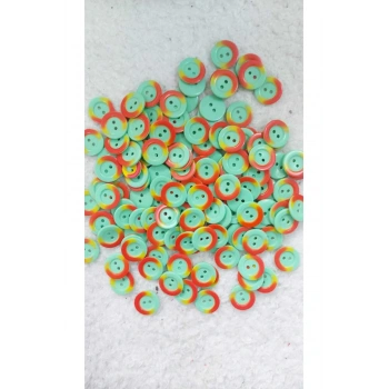 17Mm 28 Boy Yeşil Üzeri Turuncu 2 Delikli Polyester Düğme (20 ADET)