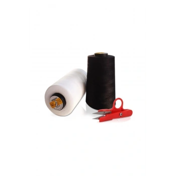 Metal Bora 120 No Siyah Beyaz Dikiş Ipliği Seti-ip Temizleme Makası Seti