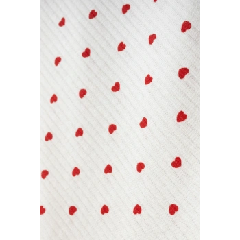 Kırmızı Kalpli Naturel Pamuklu 80x90 cm Çift Kat Bebek Battaniye