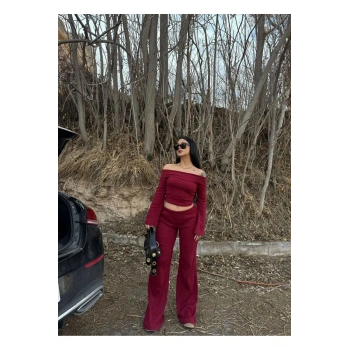 Madonna Yaka Crop Takım Kaşkorse Kumaş Standart Beden