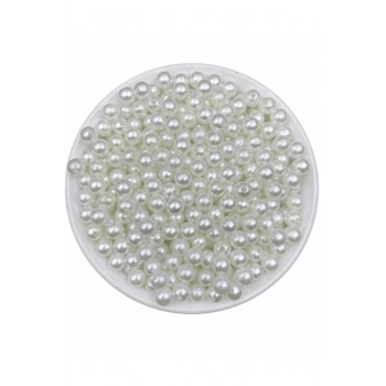 Plastik Inci, 50gr 8mm Beyaz Plastik Inci Boncuk , Takı Yapım Boncuğu (50gr,~180 Adet )