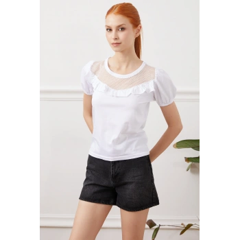 File Detaylı T-Shirt