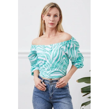 MADONNA YAKA BÜZGÜ DETAYLİ BLUZ