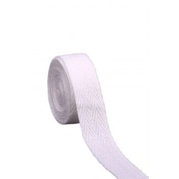 2cm Eninde Dar Dokuma Şerit Beyaz Balıksırtı (25METRE TOP)