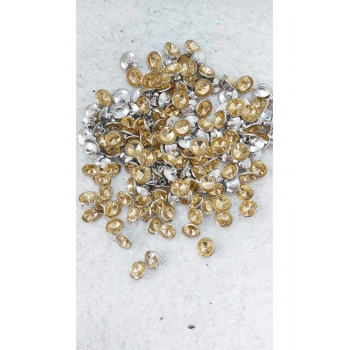 Taşlı Altın Sarı Metalize Alttan Ayaklı Abiye Düğme 1 Cm 18 Boy 11mm  ( 20 ADET )