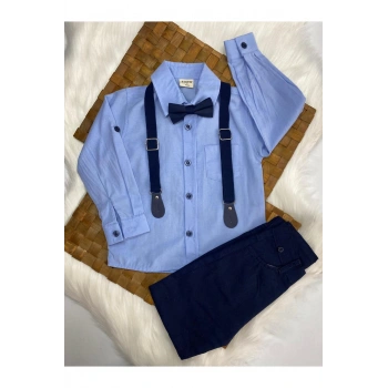 ERKEK ÇOCUK MAVİ PAPYONLU 4 LÜ TAKIM