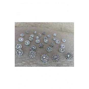 20 BOY ÇİÇEKLİ TAŞLI DÜĞME - 10 ADET