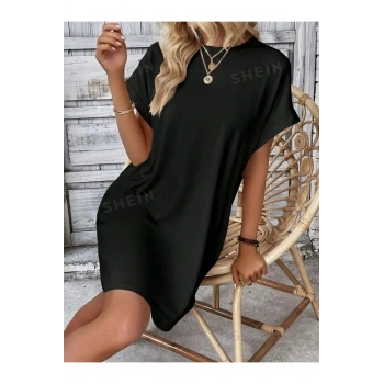 Kadın Süprem Kumaş Uzun Oversize Kalıp Elbise