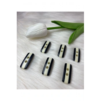 Siyah-Beyaz 2 Delikli Düğme 3cm-10 Adet