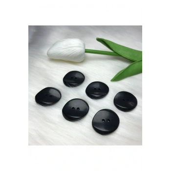Siyah Oval Düğme 20mm-6 Adet