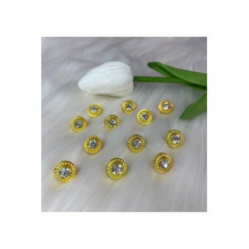 Gold Taşlı Düğme (18boy)11mm-10 adet