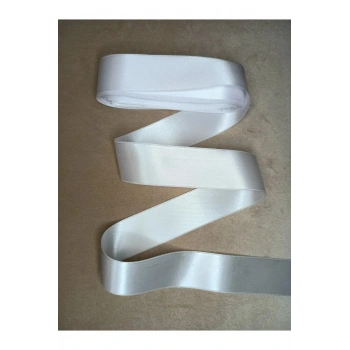 6 Cm Beyaz - Kırmızı Saten Kurdale 5 Metre 1.kalite Solmaz