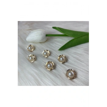 Metalize İncili Düğme (24boy) 15mm-10 Adet