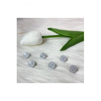 Gümüş Detaylı Beyaz Parlak Düğme (18boy) 11mm-10 Adet