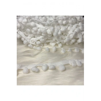 Beyaz Şerit Ponpon 1 MT