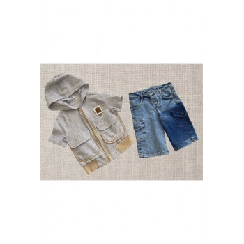 Erkek Çocuk Kot Şortlu Yazlık Takım