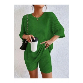 Örme Kısa Kollu Şortlu Alt Üst Takım, Likralı