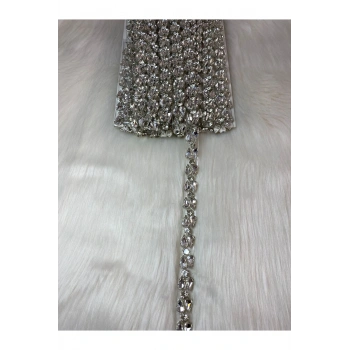 Ütüyle Yapışan Taşlı Zincirli Şerit Aplik 50 cm