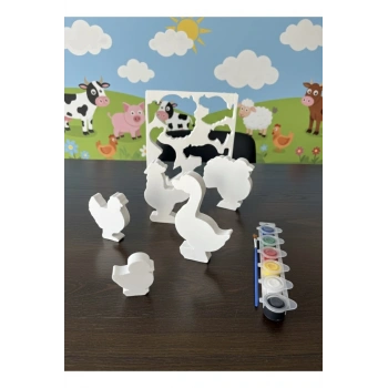 3D Kümes Hayvanları Boyama Seti ,Puzzle, Eva Baskı Süngeri. Çocuk Etkinlik, Montessori.