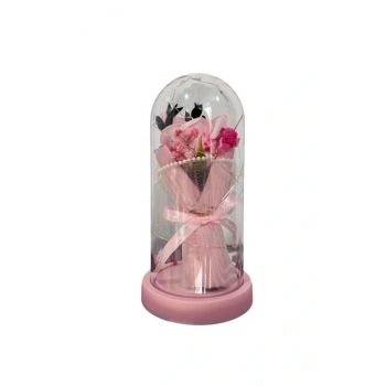 Fanus İçinde Gül Led Işıklı