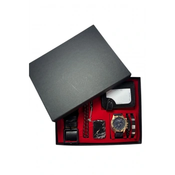 Erkek Kol Saati Kartlık Çakmak Kemer Tesbih ve Bileklik Seti