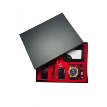 Erkek Kol Saati Kartlık Çakmak Kemer Tesbih ve Bileklik Seti