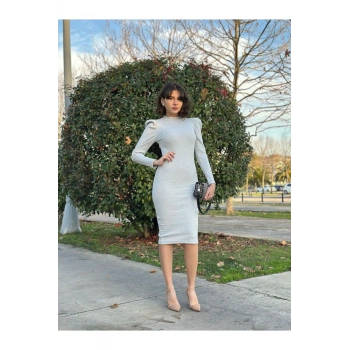 Karpuz Kol Triko Elbise-siyah